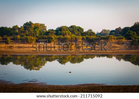 landscape reflected in water