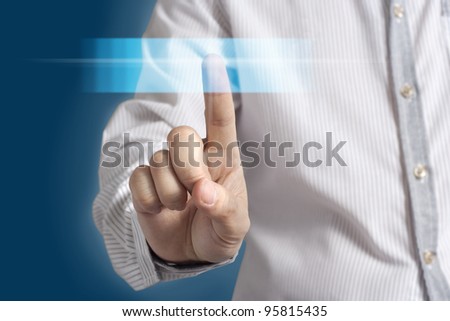 businessman hand pushing