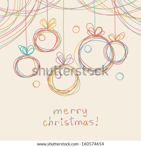 Vector christmas doodle background Cute christmas balls in hand drawn childish sketch style Invitation and greeting decorative card Abstract simple winter holiday linear illustration with text box Vector christmas doodle background Cute christmas balls in hand drawn childish sketch style Invitation and greeting decorative card Abstract simple winter holiday linear illustration with text box