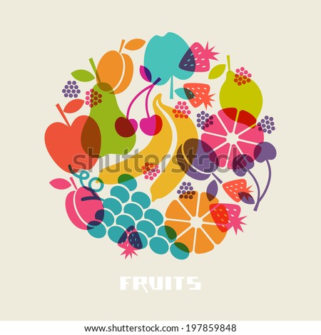 Vector color fruits icon. Food sign. Healthy lifestyle illustration ...