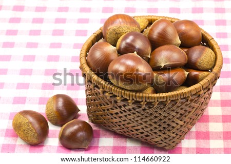 This is a photograph of chestnuts that was served in a basket that I have taken in the fall.