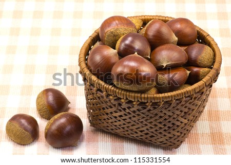 This is a photograph of a chestnut that was served in a basket that I have taken in October.