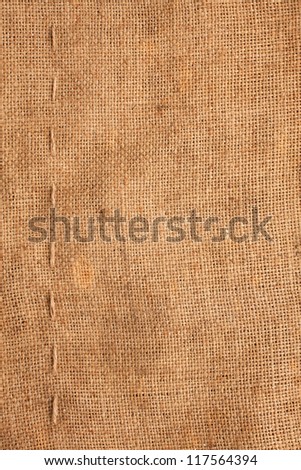 Line, guy-sutures on  Burlap ,sacking, it is possible to use as a background