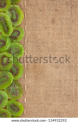 Line, dried kiwi and burlap for the menu, can be used as background