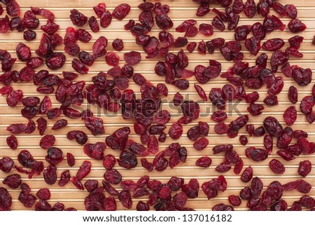 Cranberries on the bamboo mat, can be used as background