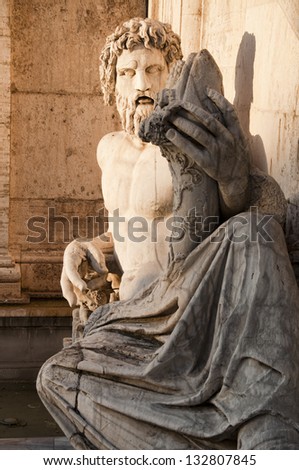 Statue representing Tiber River, located on the steps of the Senatorial Palace, Capitoline Hill, Rome