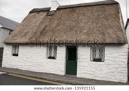 Irish cottage with thatched roof located at Cong, Ireland