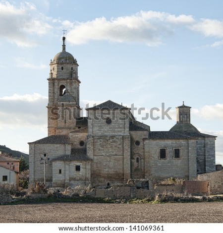 View of Church of Santa Maria del Manzano located in Castrojeriz, place of Interest on the Way of St. James, Spain