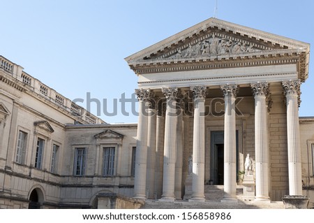 Courthouse in the city of Montpellier, a city in southern France, which is the capital of the Languedoc-Roussillon, France