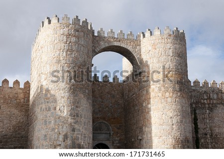 Gate of the Alcazar, one of the nine gates in the city walls of Avila, Spain