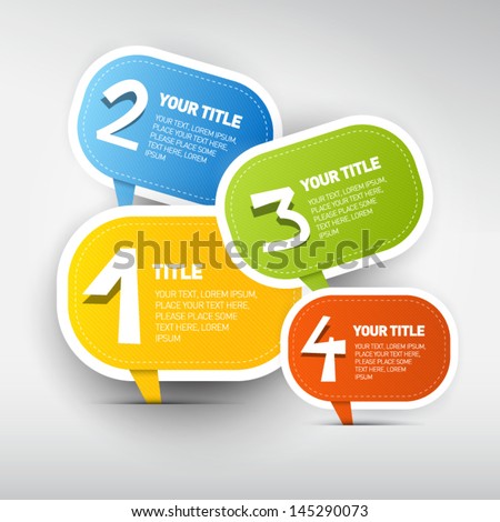 One two three four colorful vector paper progress steps for tutorial infographics One two three four colorful vector paper progress steps for tutorial infographics
