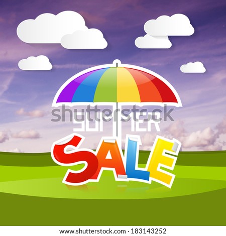 Summer Sale Vector Illustration on Landscape Background