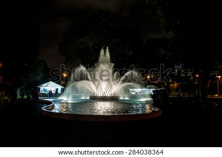 Water fountain at night