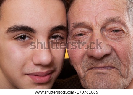 Love between generations. Contrast between the old and the young.