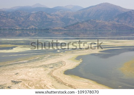 water pollution in water. (Lake, Ocean, Sea, River)