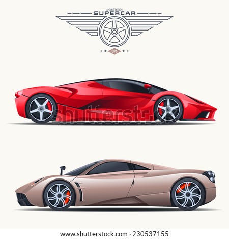 Super car design concept. Unique modern realistic art. Generic luxury automobile. Car presentation side view
