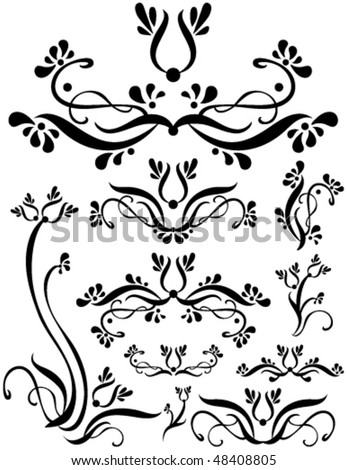 stock vector Vector Swirling flower foliage designs