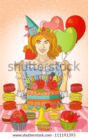 Young woman with cake