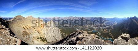 Panoramic view from the Summit of East Rundle Canmore, Alberta, Canada