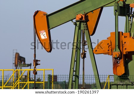 Close-up of oil pumps