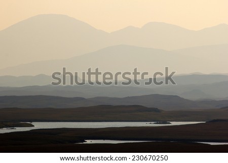 View of the Outer Hebrides (Isle of Lewis) at sunset, Scotland