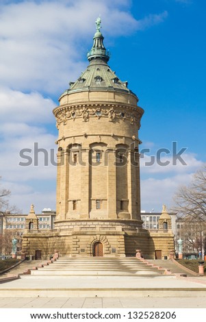 Water tower on Friedrich square in Mannheim, Germany