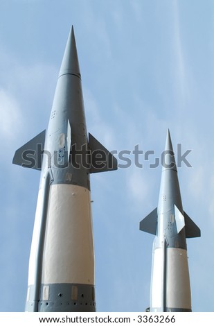 Rocket of antiaircraft defense on a background of the sky
