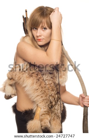 Portrait of the courageous woman with weapon