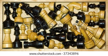 Combination from chessmen on an old board