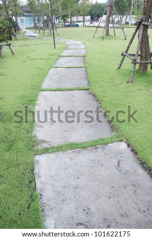 Stone garden pathway decoration in the garden