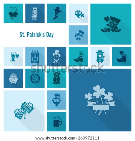 Saint Patricks Day Icon Set. Vector. Clean Work Minimum Points