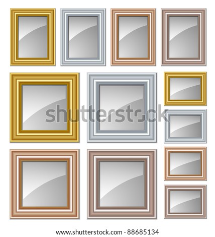 Gold, silver, bronze and copper frames suitable for pictures, paintings and mirrors