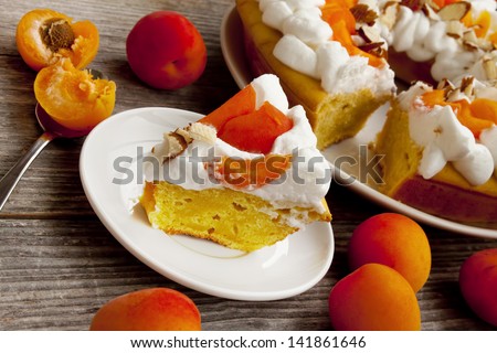 Apricot Tart with Whipped Cream and Flaked Almonds