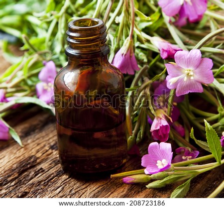 Herbal Essence Bottle, Essential Oil Bottle with Pink Flowers