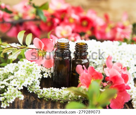 Spring Pink and White Flowers Essential Oil Bottles for Aromatherapy