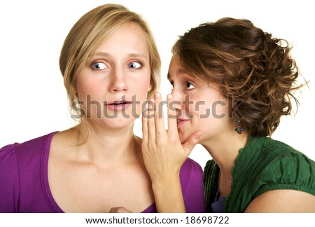 stock photo Two cute girls sharing secrets
