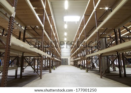 storage rack in a depot and storage building