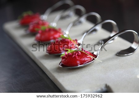 Strawberry soup in a spoon Strawberry soup in a spoon