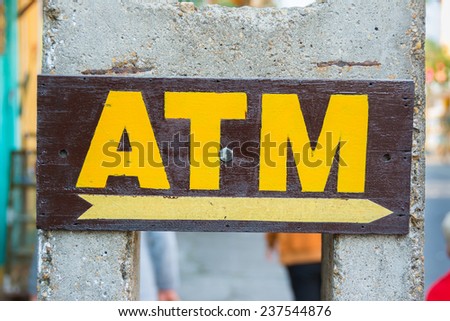 ATM machine sign hand painted