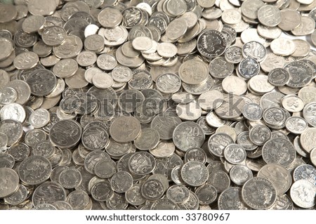 Pile of mixed australian silver coins currency