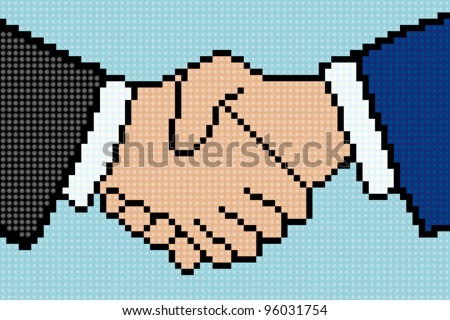 business handshake icon in pixel art