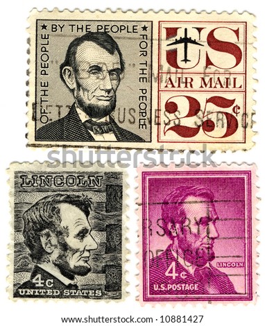  a vintage USA stamps with 16s president of The USA Abraham Lincoln