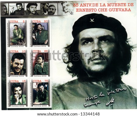 stock photo vintage cuba stamp with Ernesto Che Guevara XXL file size