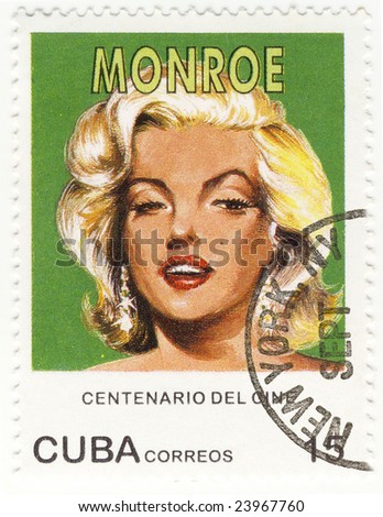 stock photo vintage Cuba stamp with Marilyn Monroe
