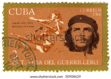 stock photo vintage cuba stamp with Ernesto Che Guevara