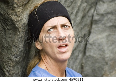 Tired woman looking like she is on drugs