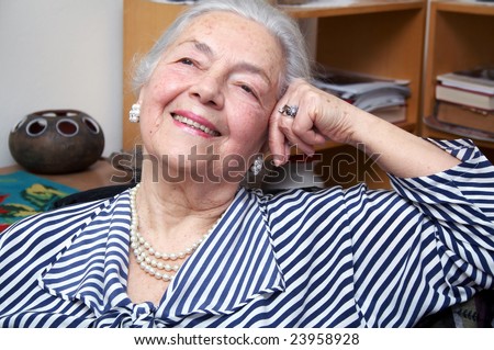 Elegant grandmother portrait with pearls