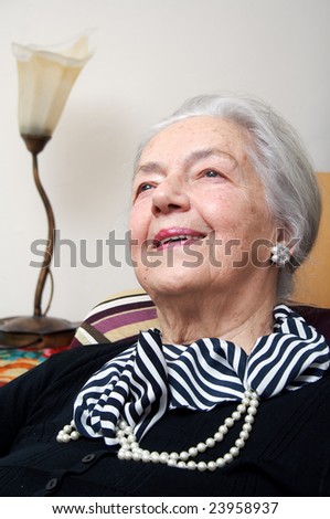 Elegant grandmother portrait with pearls