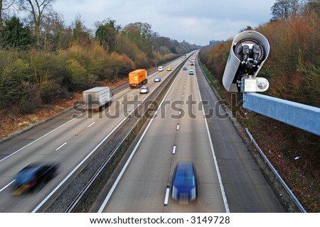 A speed camera on the motorway