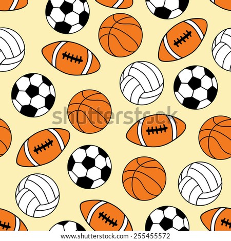 Sport balls seamless pattern. Vector illustration